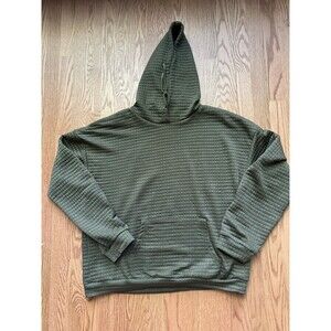 Olive Green Quilted‎ Hoodie Sweatshirt Women’s Size 2X Thin Lightweight